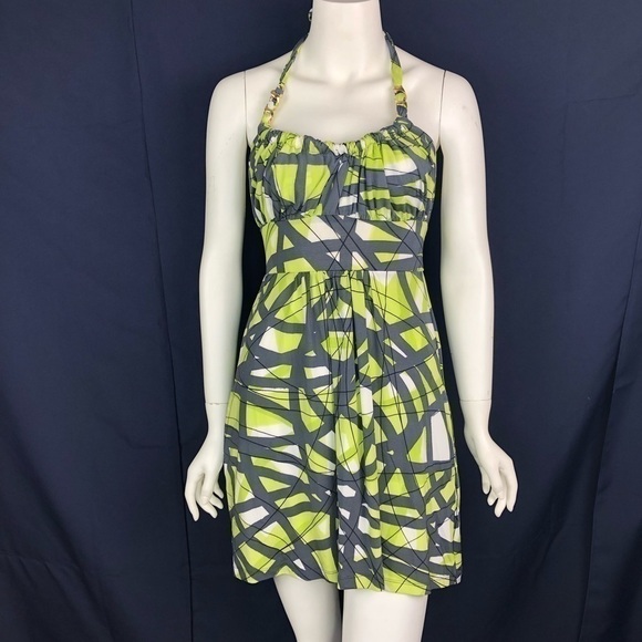 𝅺NEW-MARISA Kenson MKC Thick GoldChain Halter Dress - Picture 3 of 8